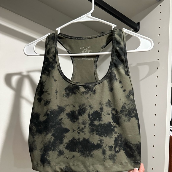 Evolution and Creation Tops - Green and Black Tie-Dye Tank Top Evolution and Creation